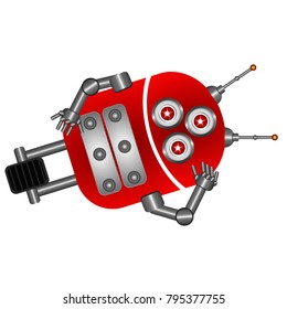 Resting cute robot on a white background, Vector illustration