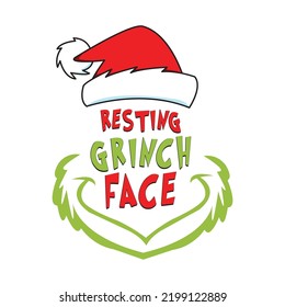 Resting Grinch Face Vector Illustration With Grinch Concept