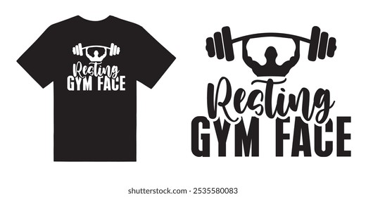 Diseño de la camiseta del gimnasio de la cara del gimnasio en reposo: diseño de la camiseta del gimnasio de la cita tipográfica motivacional, entrenamiento muscular, diseño de citas de la Ilustración vectorial de la motivación del gimnasio.