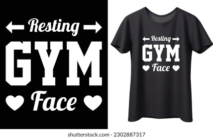 Resting gym face typography vector t-shirt design. Perfect for print items and bags, mug, template, poster, sticker, banner. Handwritten vector illustration. Isolated on black background.
