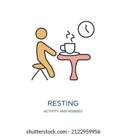 resting icon from activity and hobbies collection. Thin outline resting, summer, chair detailed offset lineal color icon isolated on white background. Line vector resting sign, symbol for web and 
