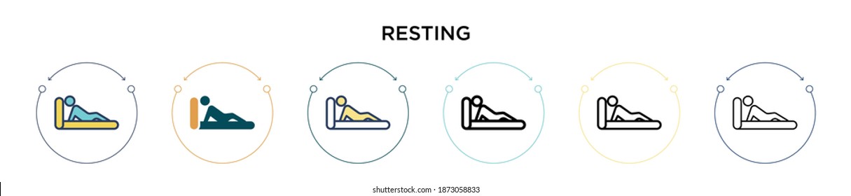 Resting icon in filled, thin line, outline and stroke style. Vector illustration of two colored and black resting vector icons designs can be used for mobile, ui, web