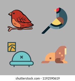 resting icon set. vector set about bird, livingroom and walrus icons set.