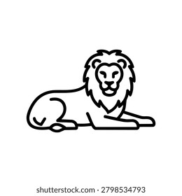 Resting Lion Pose Icon Containing Wildlife Relaxation Concept, Animal Behavior Theme, and Safari Atmosphere