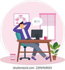 Resting on standard office chair vector icon design, corporate well being symbol, Sedentary lifestyle sign, self serving behaviors stock illustration, Energized Staff Member concept