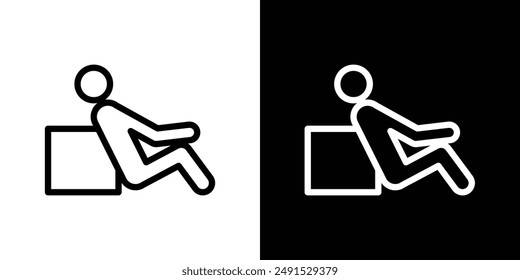 Resting outlined icon set in black and white colors