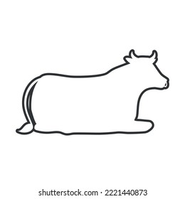resting ox nativity icon linear