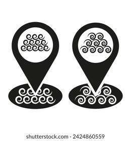 Resting place. Beach location. Rest zone. Sea icon. Beach icon. Vector illustration. EPS 10.