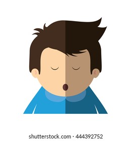 Resting and sleep concept represented by boy sleeping icon. isolated and flat illustration 