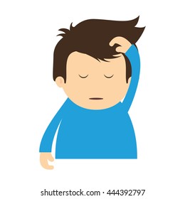Resting and sleep concept represented by boy sleeping icon. isolated and flat illustration 