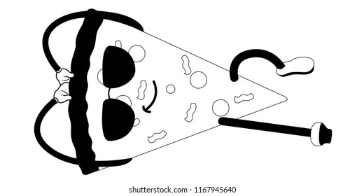 Resting slice of pizza emote. Fast food. Vector illustration design