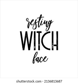 Resting Witch Face of black ink on a white background. It can be used for greeting card, mug, brochures, poster, label, sticker etc.