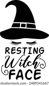 Resting Witch Face Funny Halloween Witch Typography Design