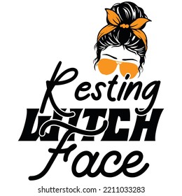 Resting Witch Face. Halloween T-Shirt Design, Posters, Greeting Cards, Textiles, and Sticker Vector Illustration