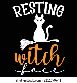 Resting Witch Face. Halloween T-Shirt Design, Posters, Greeting Cards, Textiles, and Sticker Vector Illustration