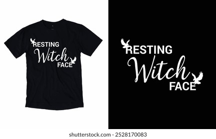 Resting Witch Face Halloween t-shirt design, vector file.