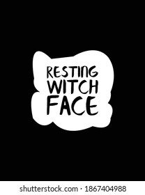Cara de Bruja de Descanso. Diseño de afiches de tipografía dibujada a mano. Vector Premium.