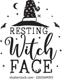 Resting Witch Face, Happy Halloween, Vector Illustration File