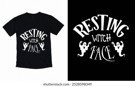 Resting Witch Face, Happy Halloween, Vector Illustration File