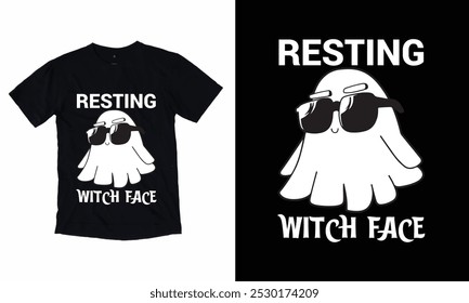 Resting witch face happy Halloween day 31 October  T-shirt design
