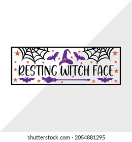 Resting Witch Face Sign, Holiday Printable Vector Illustration