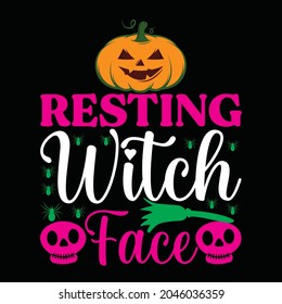 Resting Witch Face T Shirt Design, Vector File.