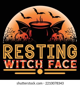 Resting Witch Face t shirt design, vector file.
