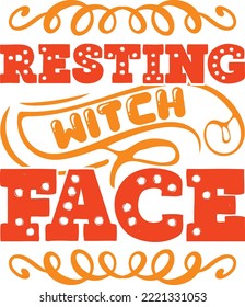 resting witch face vector file 