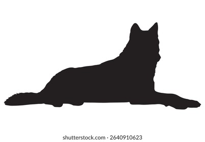 Resting Wolf Silhouette, Illustration of a Wild Animal