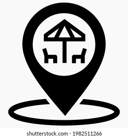 Resting-place. Deckchair location.
Picnic place. Vector icon.