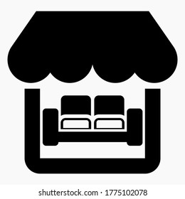 Resting-place. Room with a sofa. Vector icon.