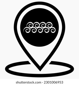 Resting-place. Sea icon. Beach icon. Beach location. Rest zone. Vector icon.
