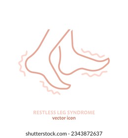 Restless leg syndrome outline icon. RLS linear sign. Willis-Ekbom Disease logotype element. Medical, healthcare concept. Editable vector illustration isolated on a white background.