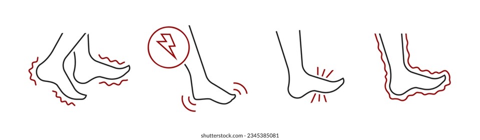 Restless leg syndrome outline icon. RLS linear sign. Willis-Ekbom Disease logotype element. Medical, healthcare concept. Editable vector illustration isolated on a white background.