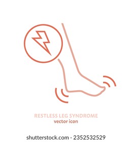 Restless leg syndrome outline icon. RLS linear sign. Willis-Ekbom Disease logotype element. Medical, healthcare concept. Editable vector illustration isolated on a white background.