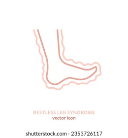 Restless leg syndrome outline icon. RLS linear sign. Willis-Ekbom Disease logotype element. Medical, healthcare concept. Editable vector illustration isolated on a white background.