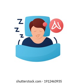 Restless legs syndrome flat icon. Sleep disorder. Healthy sleeping concept. Sleep problems treatment. Stress symptom. Health care. Color isolated vector illustration 