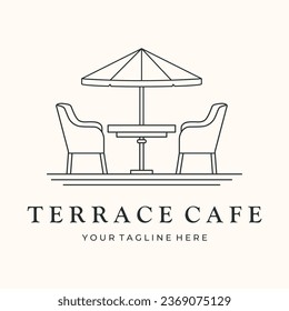 resto cafeteria line art logo vector minimalist illustration design, cafe service logo design