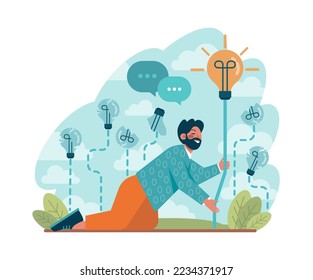 Restoration concept. Post crisis growth or recovery. Process of business or self development. Flat vector illustration