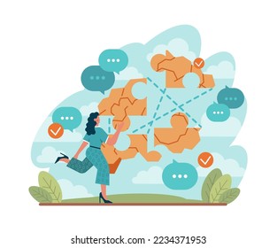 Restoration concept. Post crisis growth or recovery. Process of business or self development. Flat vector illustration