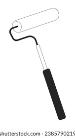 Restoration paint roller black and white 2D line cartoon object. Home decorator tool isolated vector outline item. Reconstruction building. Construction site monochromatic flat spot illustration