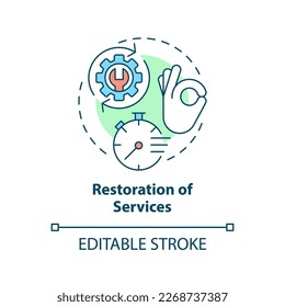 Restoration of services concept icon. Disaster recovery plan benefit abstract idea thin line illustration. Isolated outline drawing. Editable stroke. Arial, Myriad Pro-Bold fonts used
