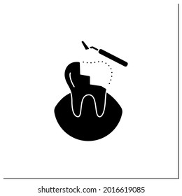 Restorative dentistry glyph icon. Tooth care includes dental implants, dental bridges, dental bonding and dentures. Dental prostheses.Filled flat sign. Isolated silhouette vector illustration