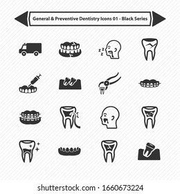 Restorative Dentistry Icons set Black Series