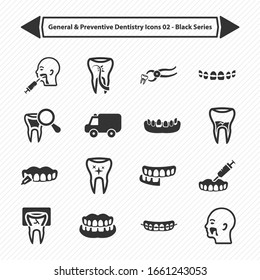 Restorative Dentistry Icons set Black Series