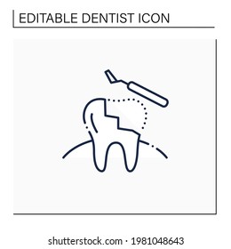 Restorative dentistry line icon. Tooth care includes dental implants, dental bridges, dental bonding and dentures. Dental prostheses concept. Isolated vector illustration. Editable stroke