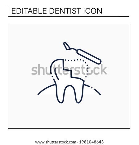 Restorative dentistry line icon. Tooth care includes dental implants, dental bridges, dental bonding and dentures. Dental prostheses concept. Isolated vector illustration. Editable stroke