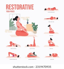 Restorative Yoga poses. Young woman practicing Yoga pose. Woman workout fitness, aerobic and exercises