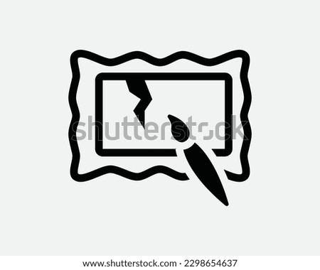 Restore Artwork Painting Black Icon. Museum Restorative Artifact Work Symbol. Repair Broken Frame Art Sign. Vector Graphic Illustration Clipart Cricut