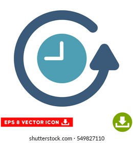 Restore Clock EPS vector pictograph. Illustration style is flat iconic bicolor cyan and blue symbol on white background.